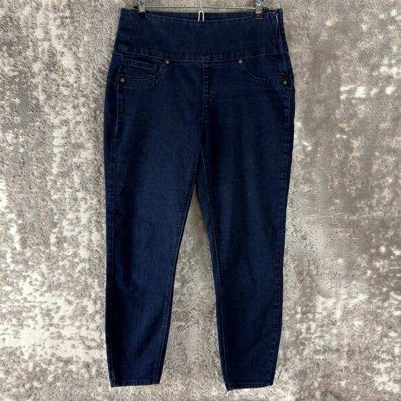 Spanx Size M Casual Stretch Skinny Jeans Denim Pants Blue Zip - Picture 1 of 9